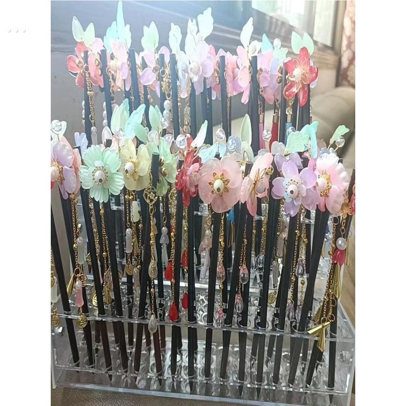 发簪展示架亚克力透明古风头饰收纳盒汉服首饰步摇钗摆摊陈列架子