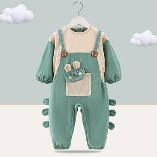 宝宝爬行罩衣连体学爬服儿童一体式 连体衣婴儿哈衣秋冬玩耍透气