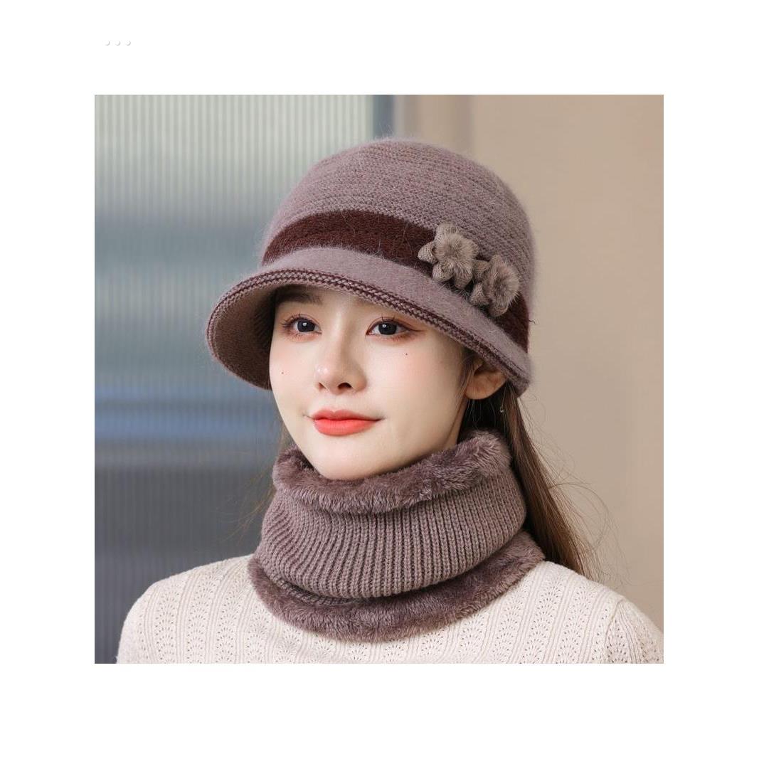 中老年人冬季帽子女洋气百搭妈妈帽老人奶奶加绒保暖老太太毛线帽
