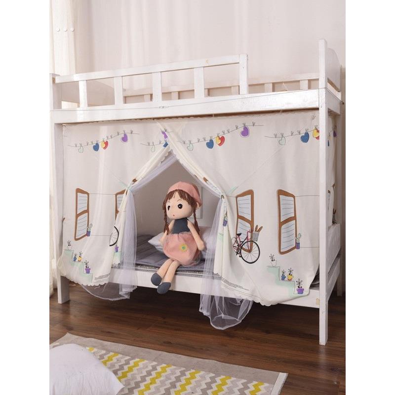 学生宿舍床帘蚊帐一体式两用免安装上下铺1.2米遮光布0.9m防尘顶