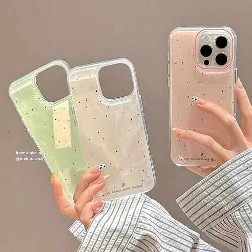 果冻色韩系泼墨苹果适用苹果17双层手机壳16iphone14保护套15女