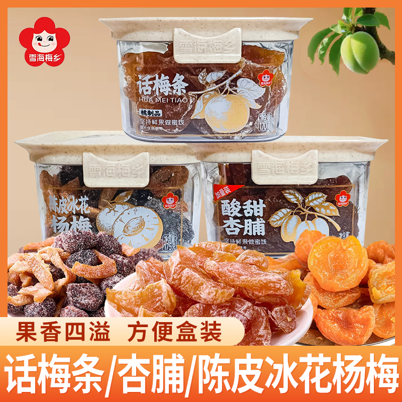 雪海梅乡话梅条陈皮冰花杨梅酸甜杏脯果干果脯休闲零食小吃盒装