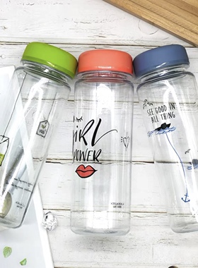 乐扣乐扣杯子简约便携个性学生运动水杯防漏密封水壶HLC613简约