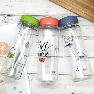 乐扣乐扣杯子简约便携个性 学生运动水杯防漏密封水壶HLC613简约