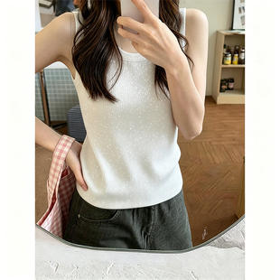 2026新款打底内搭星空亮片显瘦宽松t恤漂亮出片衣服背心女款爆款