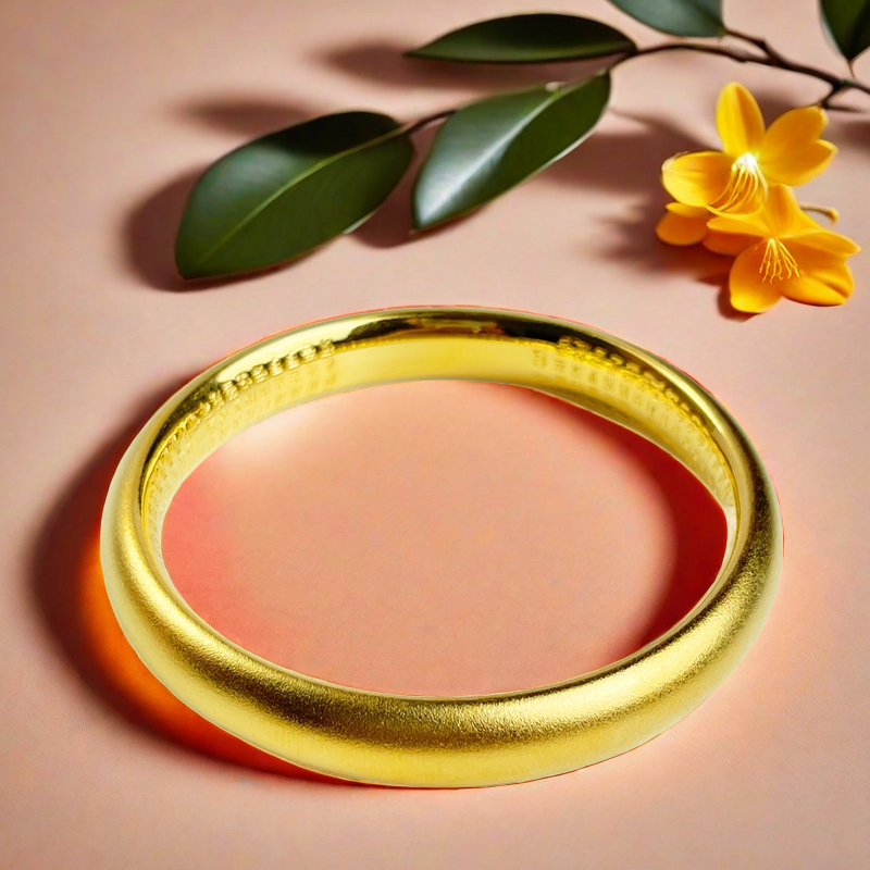 古法黄金泥鳅背内心经闭口手镯素圈金包银轮胎大金镯子送妈妈手环