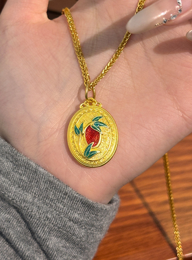 轻奢金色平安竹叶吊坠项链