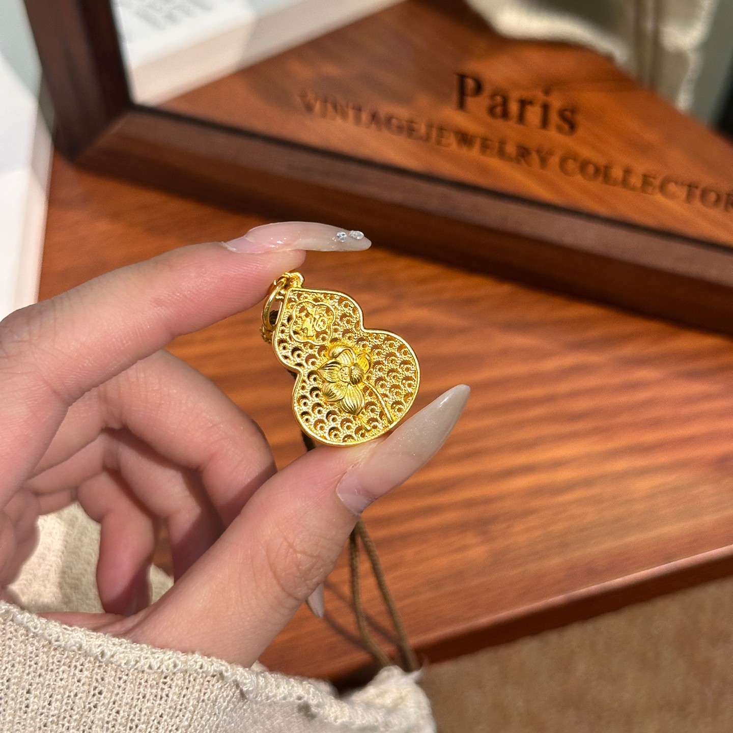 莲花葫芦金包银吊坠女款古法镂空轻奢国风项链小众高级百搭送礼女