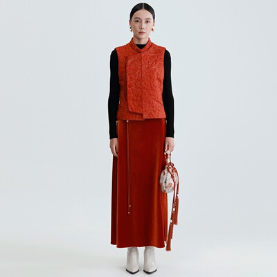 DYBULAFUN/戴布拉芬新款冬季中古风国风高级复古立领优雅百搭马夹