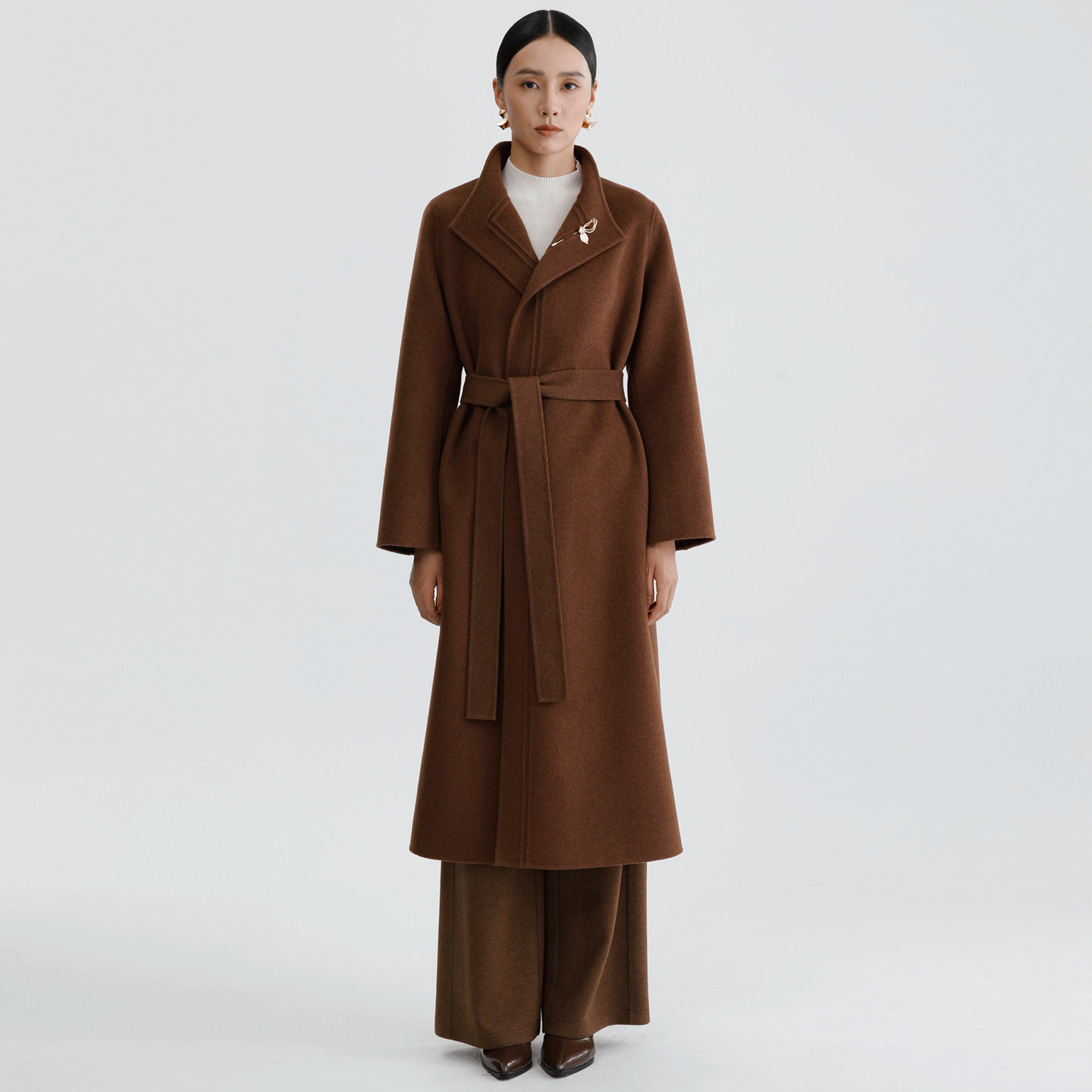 DYBULAFUN/戴布拉芬新款冬季毛呢外套驼色时尚大气高端显瘦大衣女