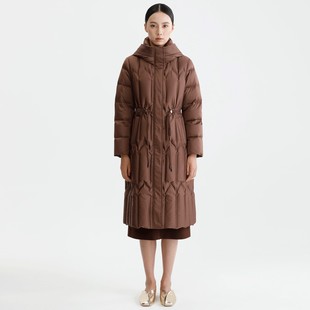 保暖女装 DYBULAFUN 中长款 冬季 加厚连帽深咖色羽绒服 戴布拉芬新款