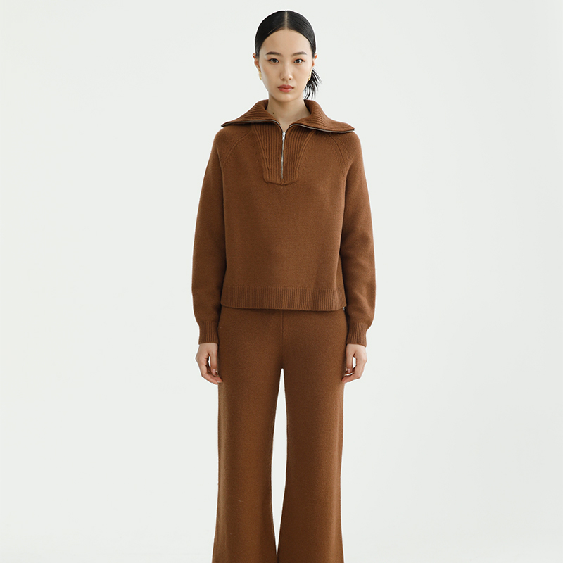 戴布拉芬新款冬季Polo领羊毛衫女纯羊毛套头打底衫毛衣针织衫上衣