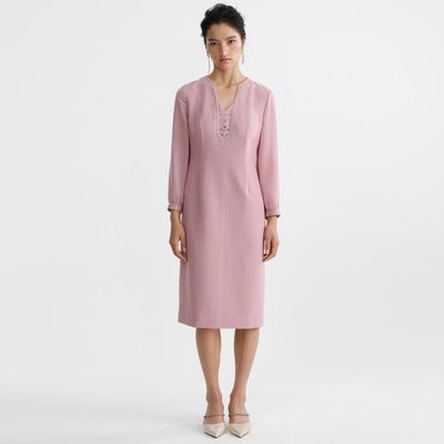 DYBULAFUN/戴布拉芬新款春季休闲长袖简约显瘦小众设计感连衣裙女