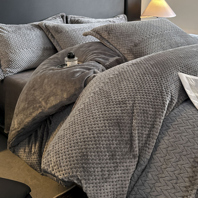 小红书推荐高级提花牛奶绒四件套