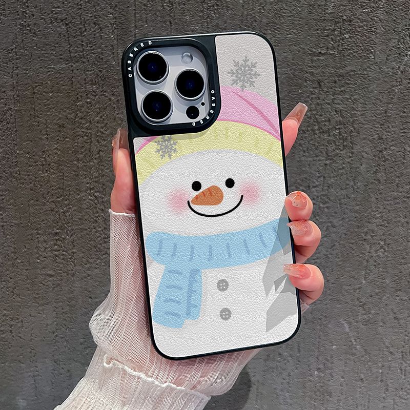 适用苹果17promax新款iPhone16手机壳华为p80荣耀400刀锋小羊皮小米17可爱围巾雪人opporeno14vivos30三星S25