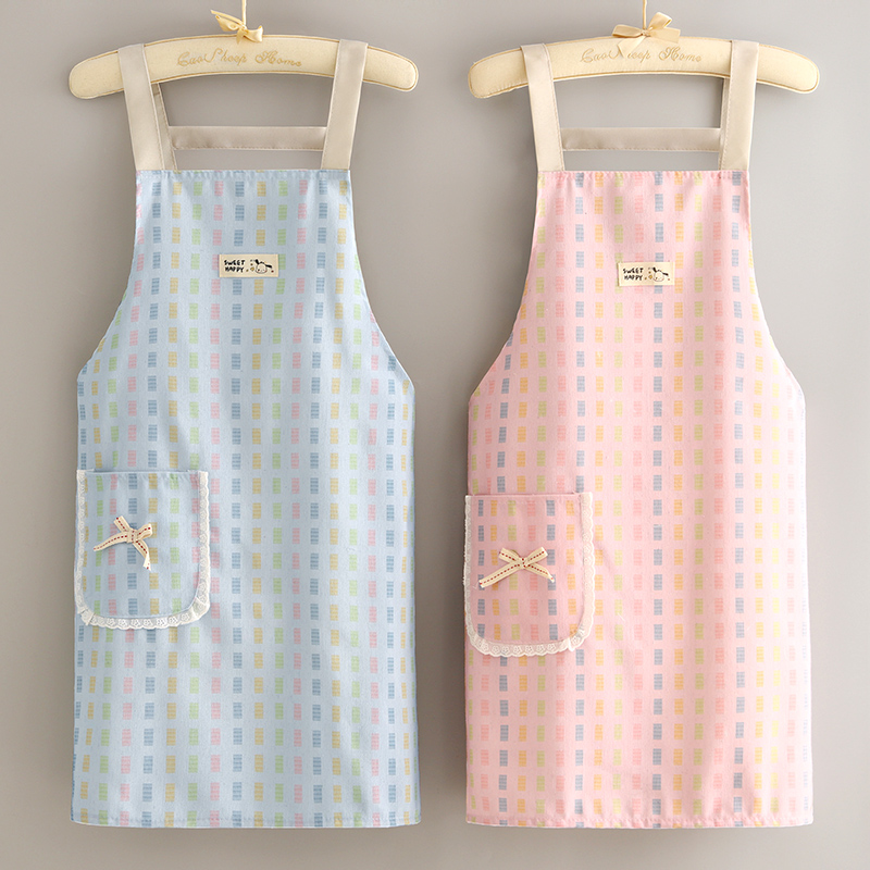 清新帆布圍裙廚房家用防污透氣