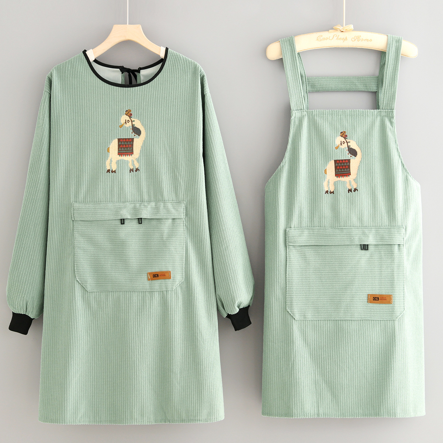 时尚防污条绒罩衣新款厨房家用