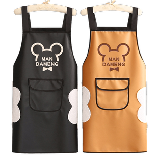 时尚厨房家用免洗PU防水防油围裙定制logo印字餐饮专用工作服围腰