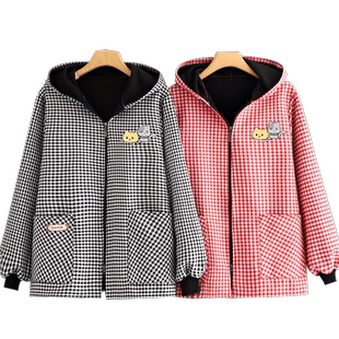 时尚短款加绒外套罩衣女外穿防污保暖加厚长袖围裙上班工作服大褂