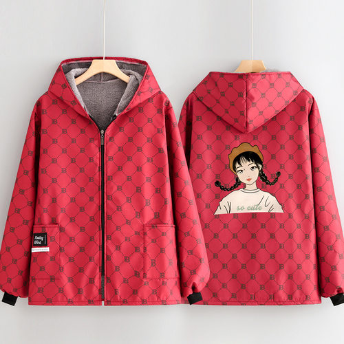 秋冬防风罩衣女加绒加厚保暖