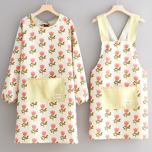 田园风帆布罩衣女家用厨房外穿