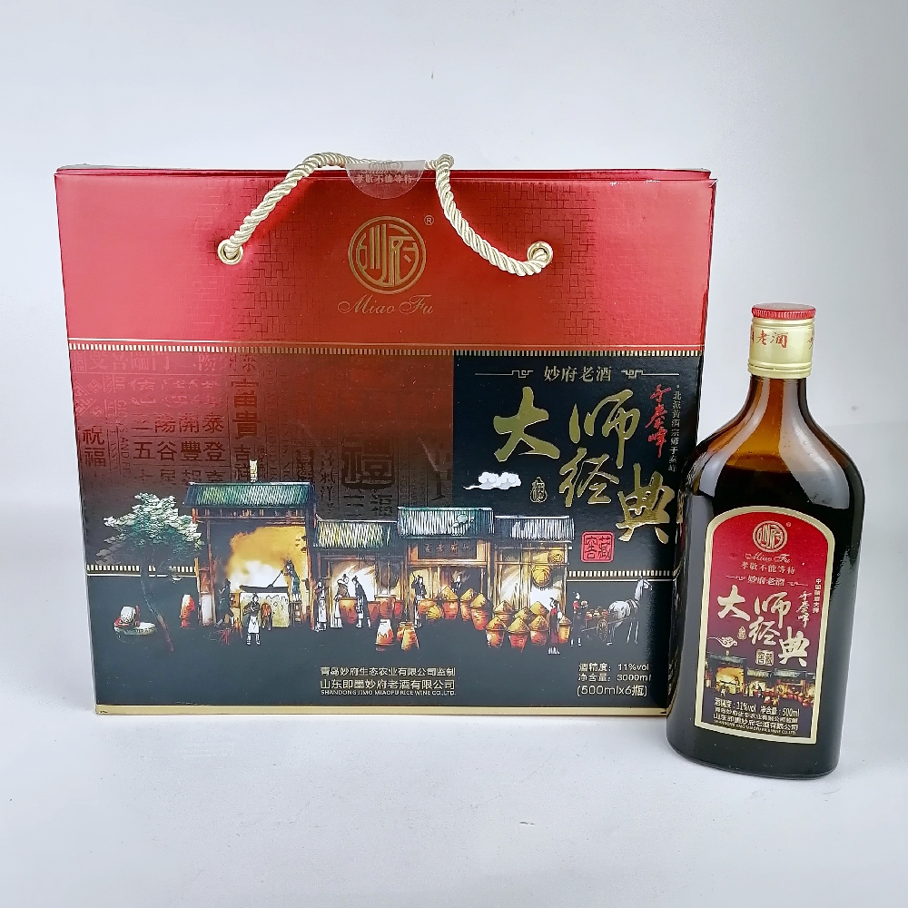 即墨妙府老酒大师经典500mlX6瓶焦香型黄酒青岛发货正品包邮