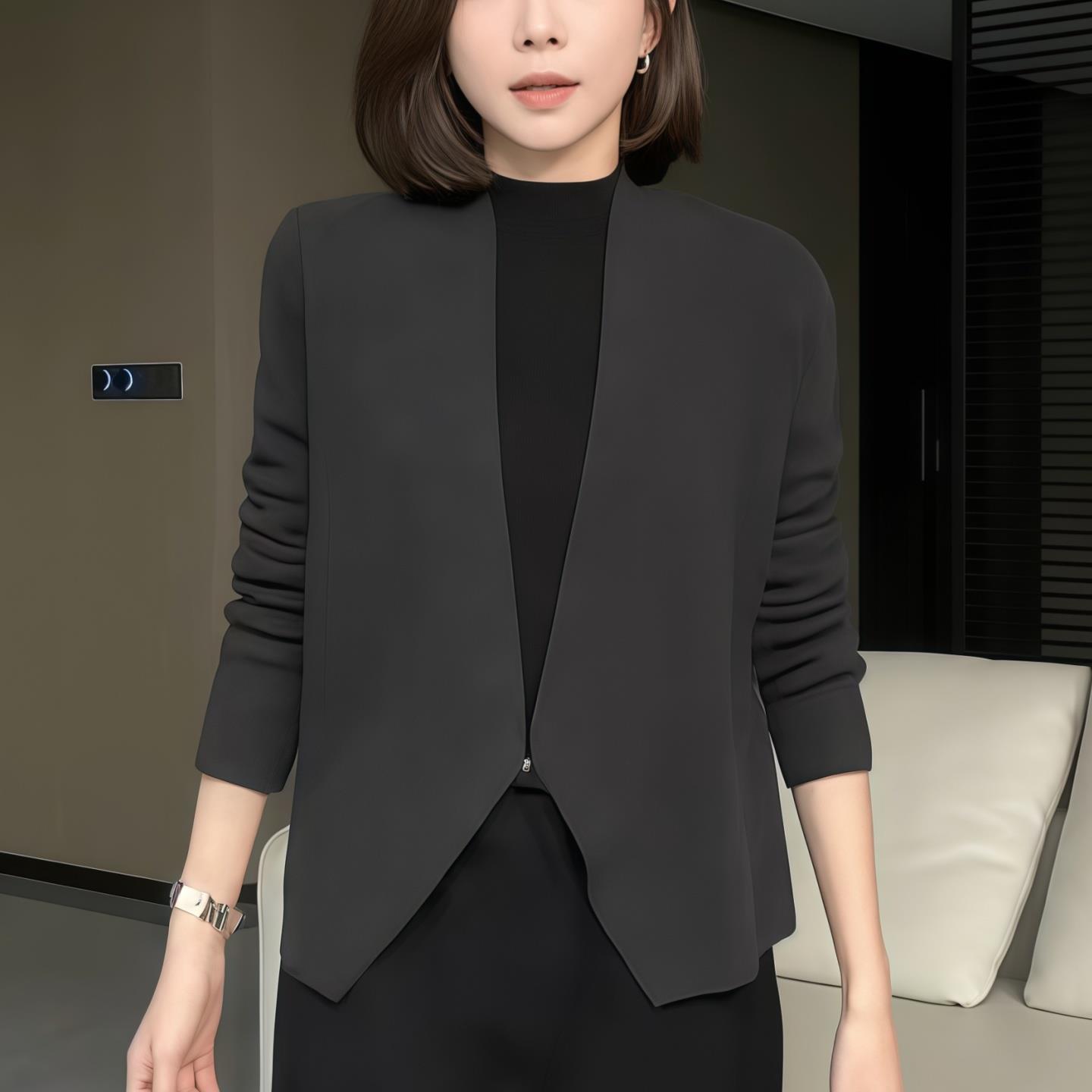 ROUMIKL老钱风无扣针织披肩开衫女2025新款秋季外搭简约显瘦保暖