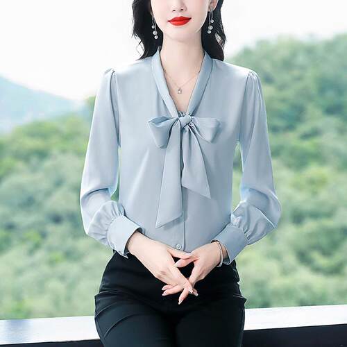 ROUMIKL蝴蝶结衬衫女春季夏气质大牌高端大气上档次长袖上衣