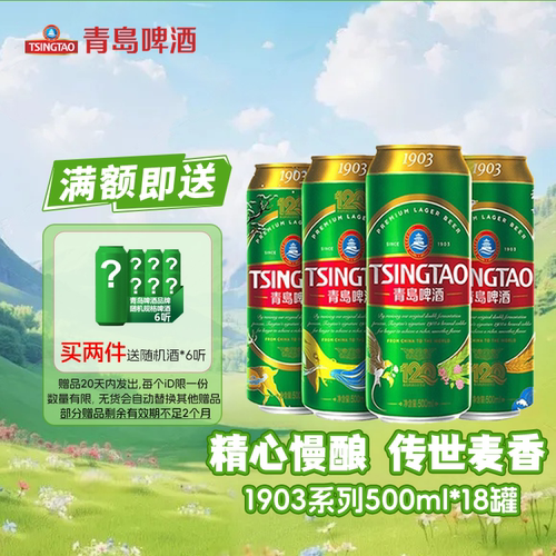 TSINGTAO/青岛啤酒青岛啤酒经典1903啤酒500ml*18听整箱官网直发