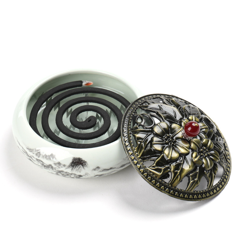 熏香炉家用室内大号蚊香盘托陶瓷檀香炉沉香香薰炉线香插蚊香架,家居饰品,香薰炉,淘宝优惠券,粉丝福利购,淘宝优惠卷