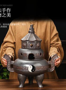 特大号太极八卦丹炉陶瓷家用创意玄关桌面摆件商务会所乔迁礼品