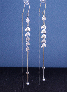 s925纯银含羞草耳环女韩国气质长款超仙耳坠流苏显脸瘦耳饰282EX