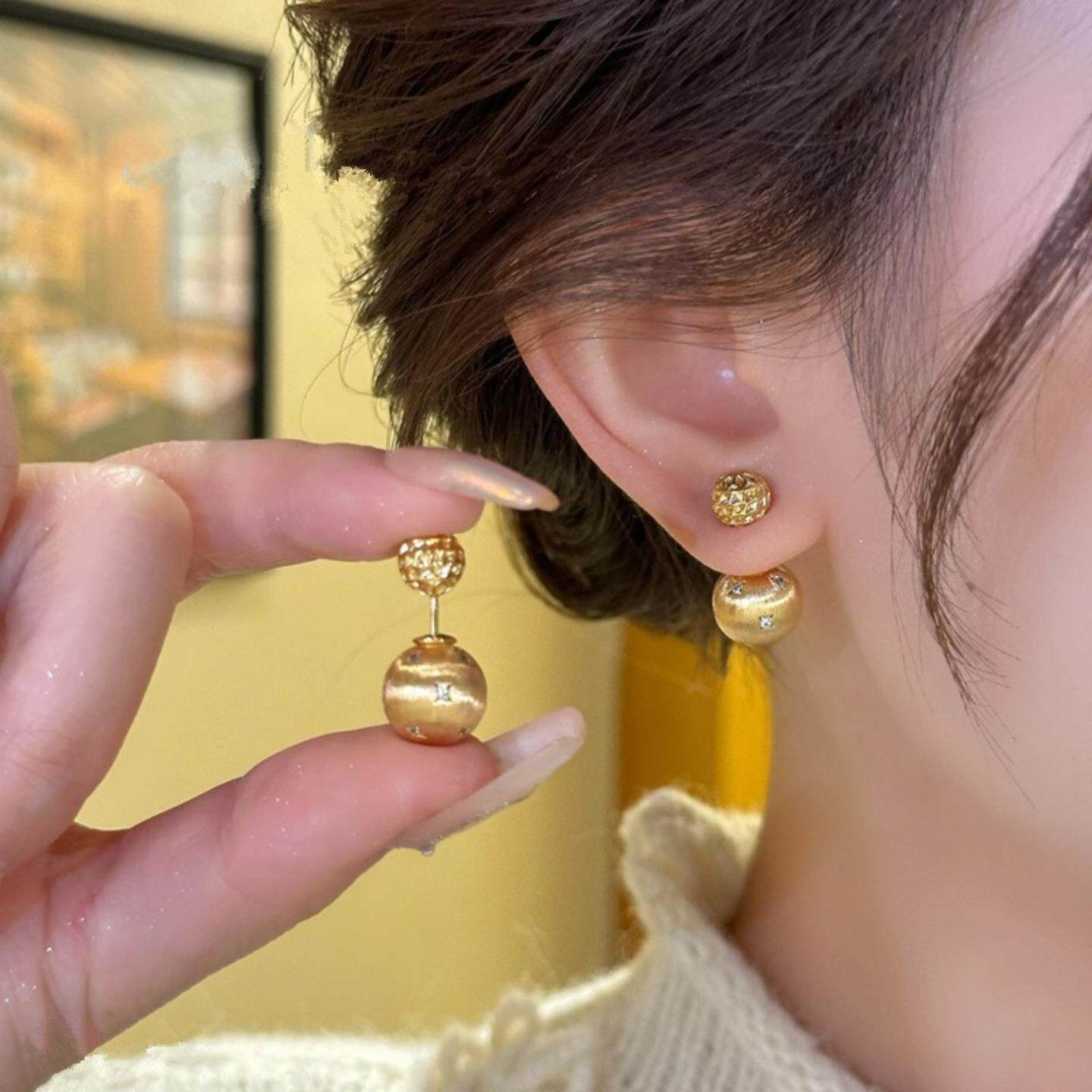 银针爆款金属球球耳环高级感百搭小众简约个性时尚冷淡风耳饰