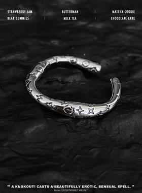 新款s925莫比乌斯环纯银戒指女简约涂鸦港风时髦开口设计复古指环