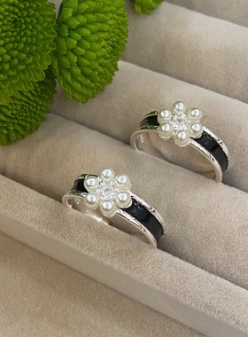 S925纯银法式优雅宫廷花卉戒指女开口小众设计感指环时尚百搭手饰