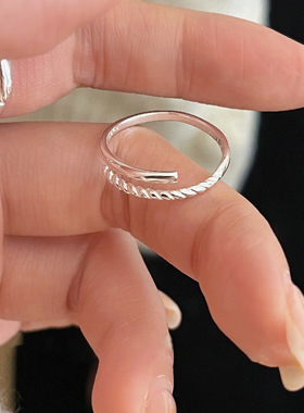 韩国冷淡风S925纯银细版交叉戒指女小众设计食指环时尚简约手饰品