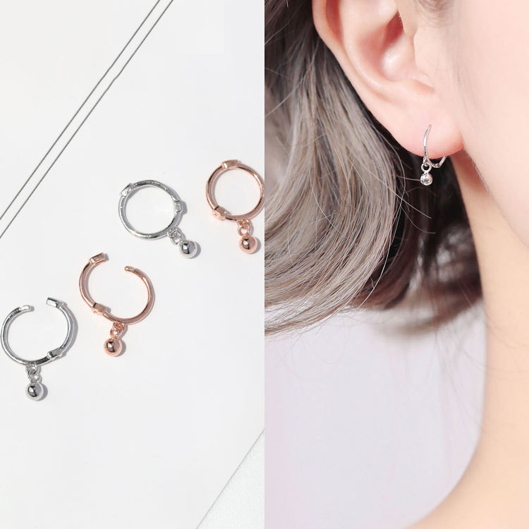S925纯银圆珠earring耳环 新款豆豆珠子一周耳钉 时尚简约耳饰