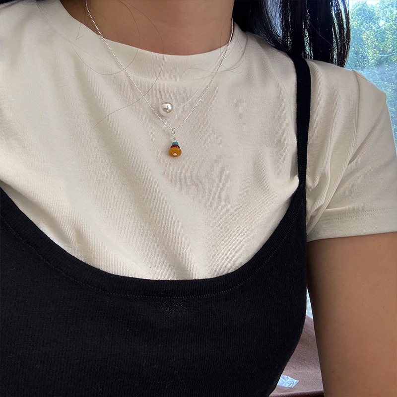 925纯银鱼线仿珍珠项链女简约轻