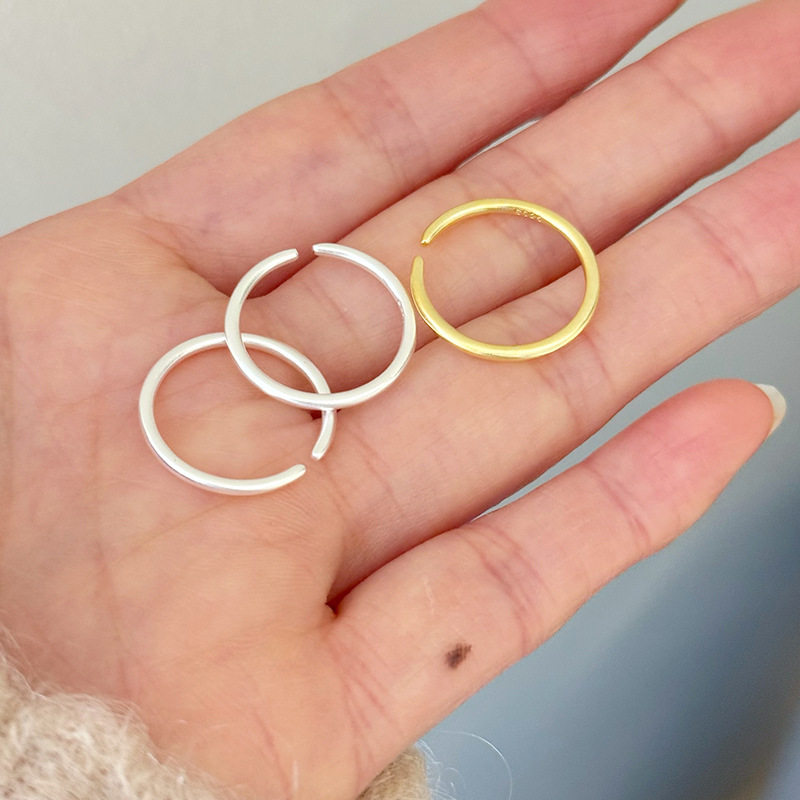 925纯银素圈戒指女简约小巧迷你