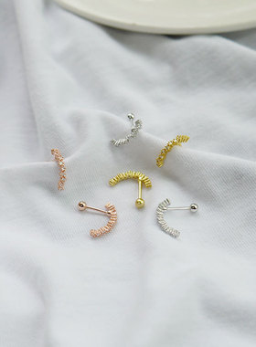 S925纯银螺丝双头耳钉 earings新款满钻耳环 百搭简约一周耳饰