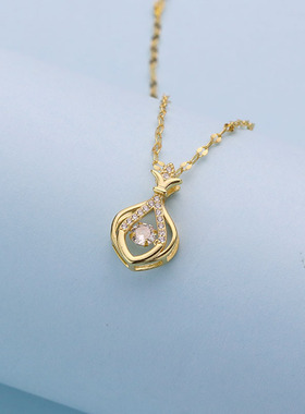 S925纯银灵动小香包项链女 韩版气质感小众感锁骨链网红项圈