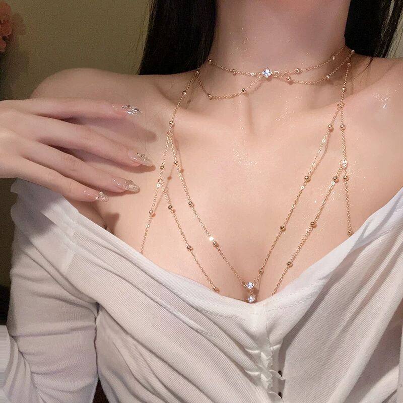 纯欲胸链女身体装饰链情趣性感锁骨链高级感项链轻奢小众乳链配饰,饰品/流行首饰/时尚饰品新,项链,淘宝优惠券,粉丝福利购,淘宝优惠卷