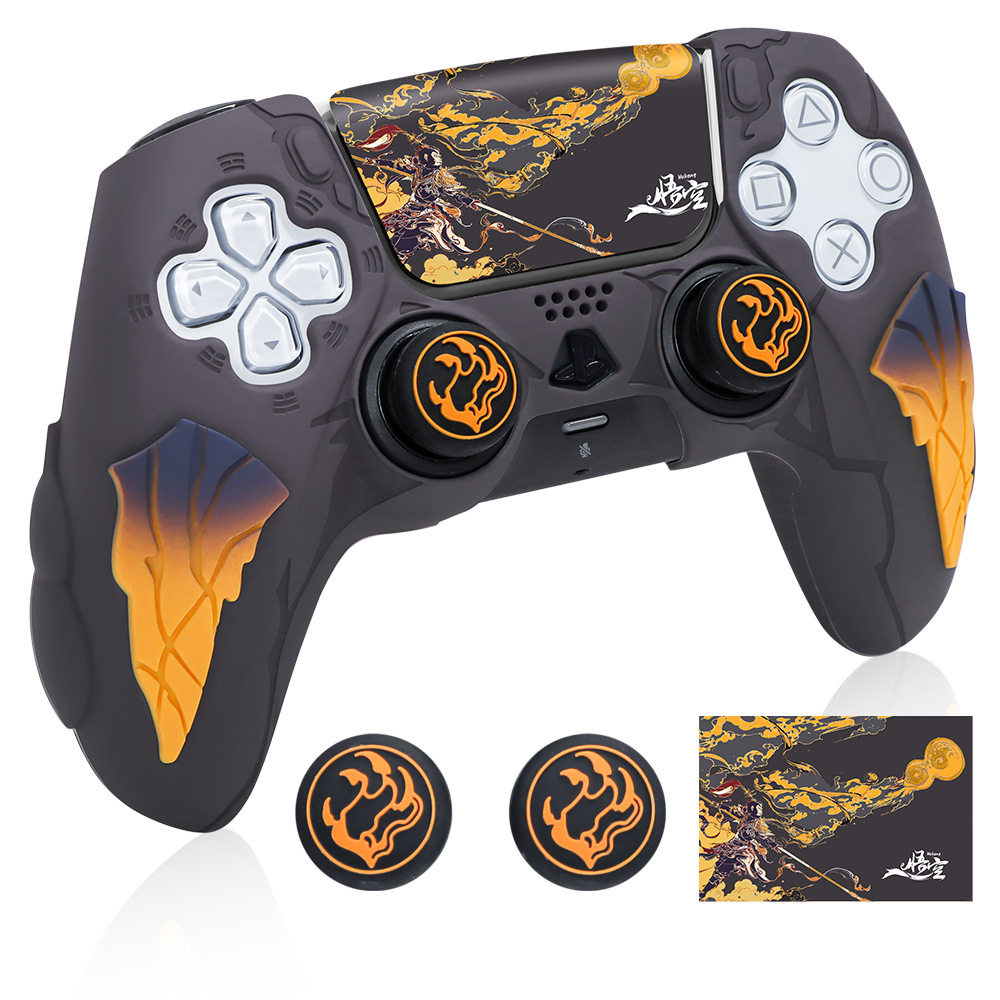 高端PS5手柄保护套黑神话悟空 P5防滑防污手柄套食品级硅胶套配帽