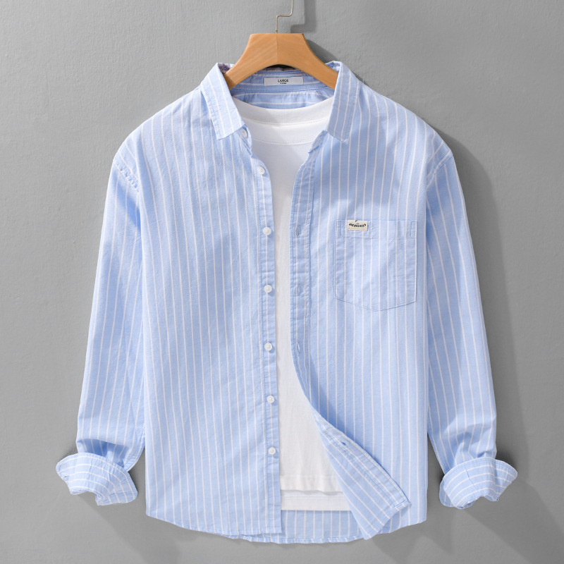 广东普宁纯棉长袖衬衫男简约