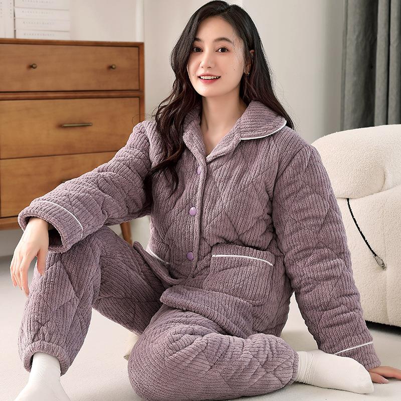 湖南省省服珊瑚绒睡衣女秋冬