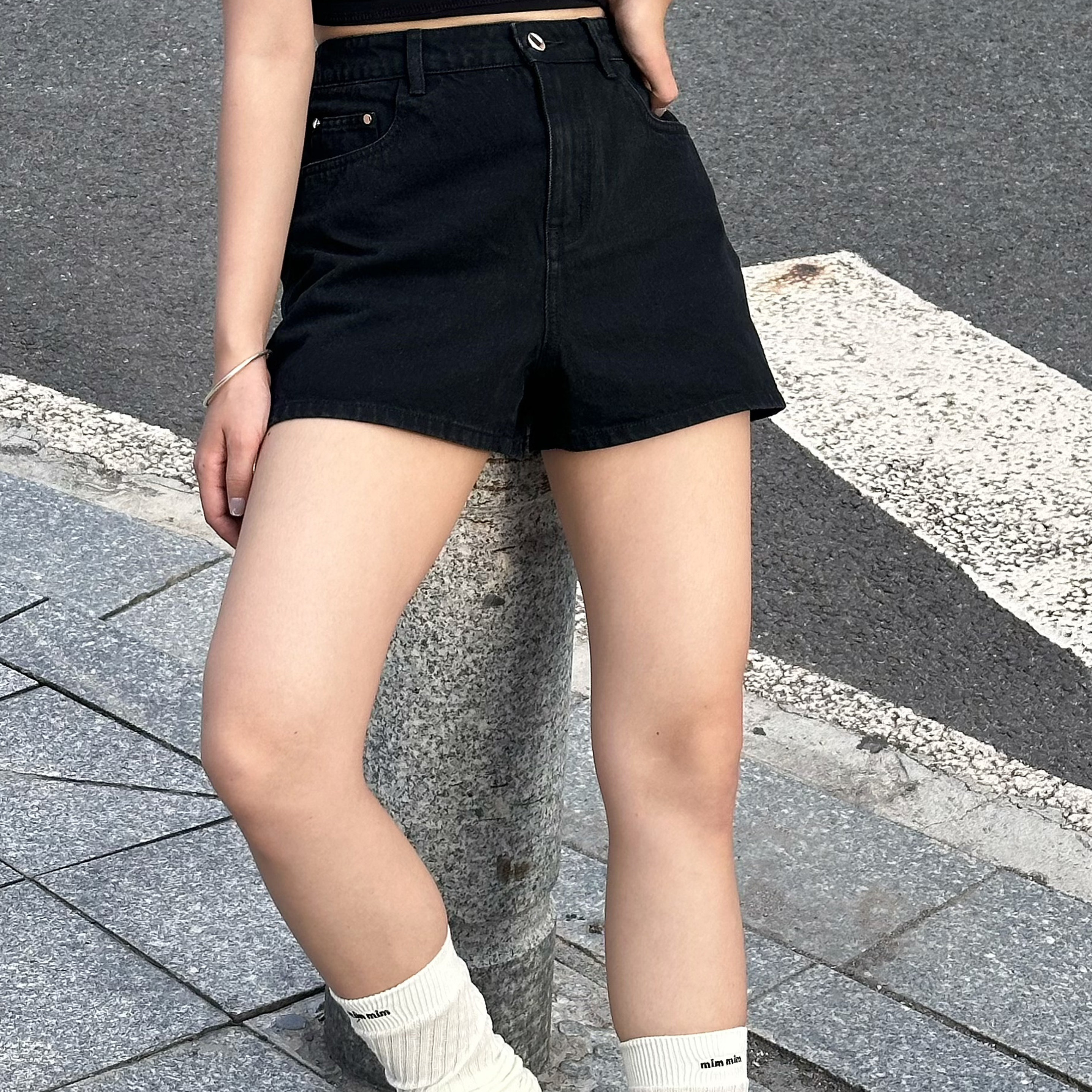浮光织梦Float Dream2025新款复古黑短牛仔裤女宽松牛仔短裤夏装