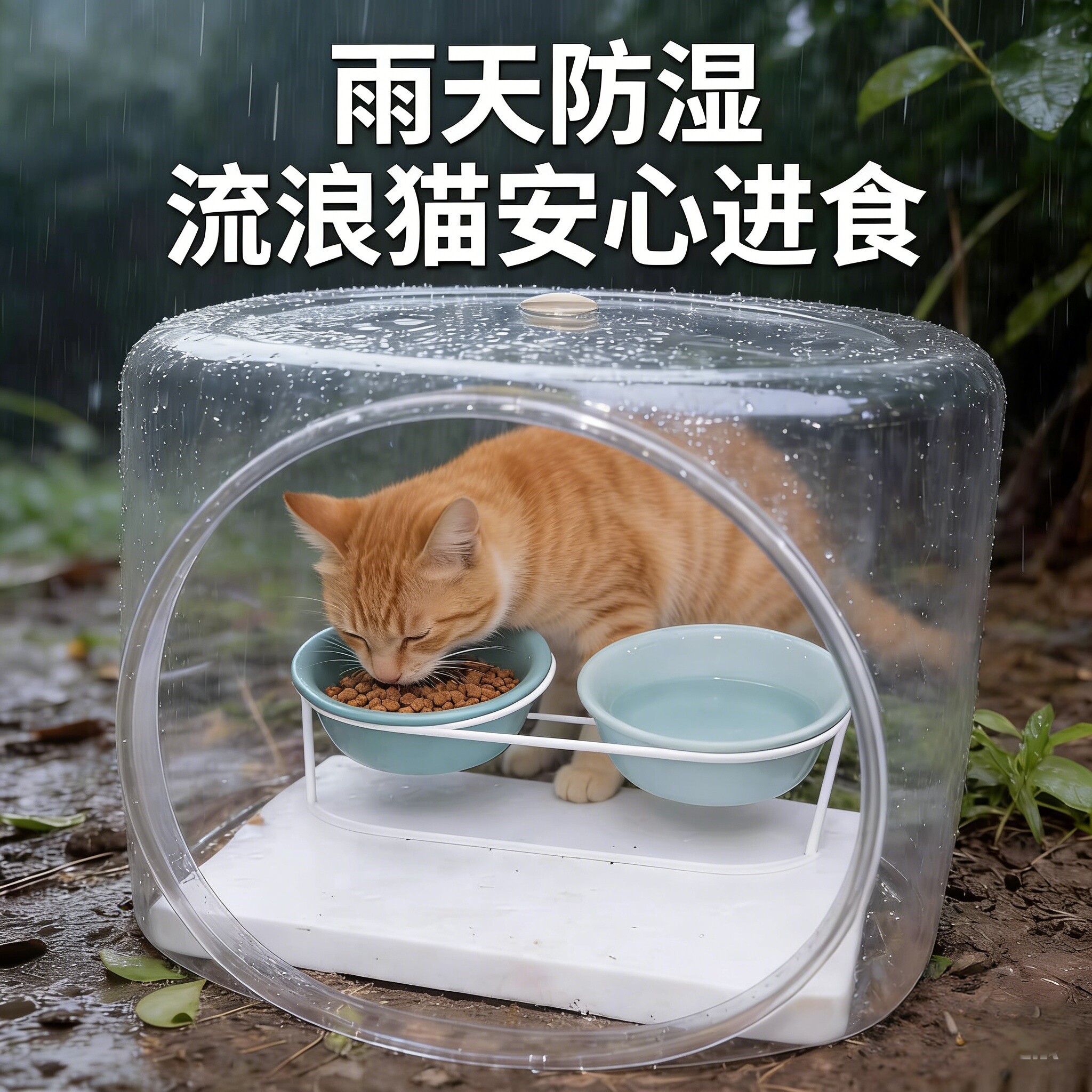 流浪猫户外喂食屋遮雨棚防风防雨猫室外耐用防潮防蚁防雪隐蔽环保