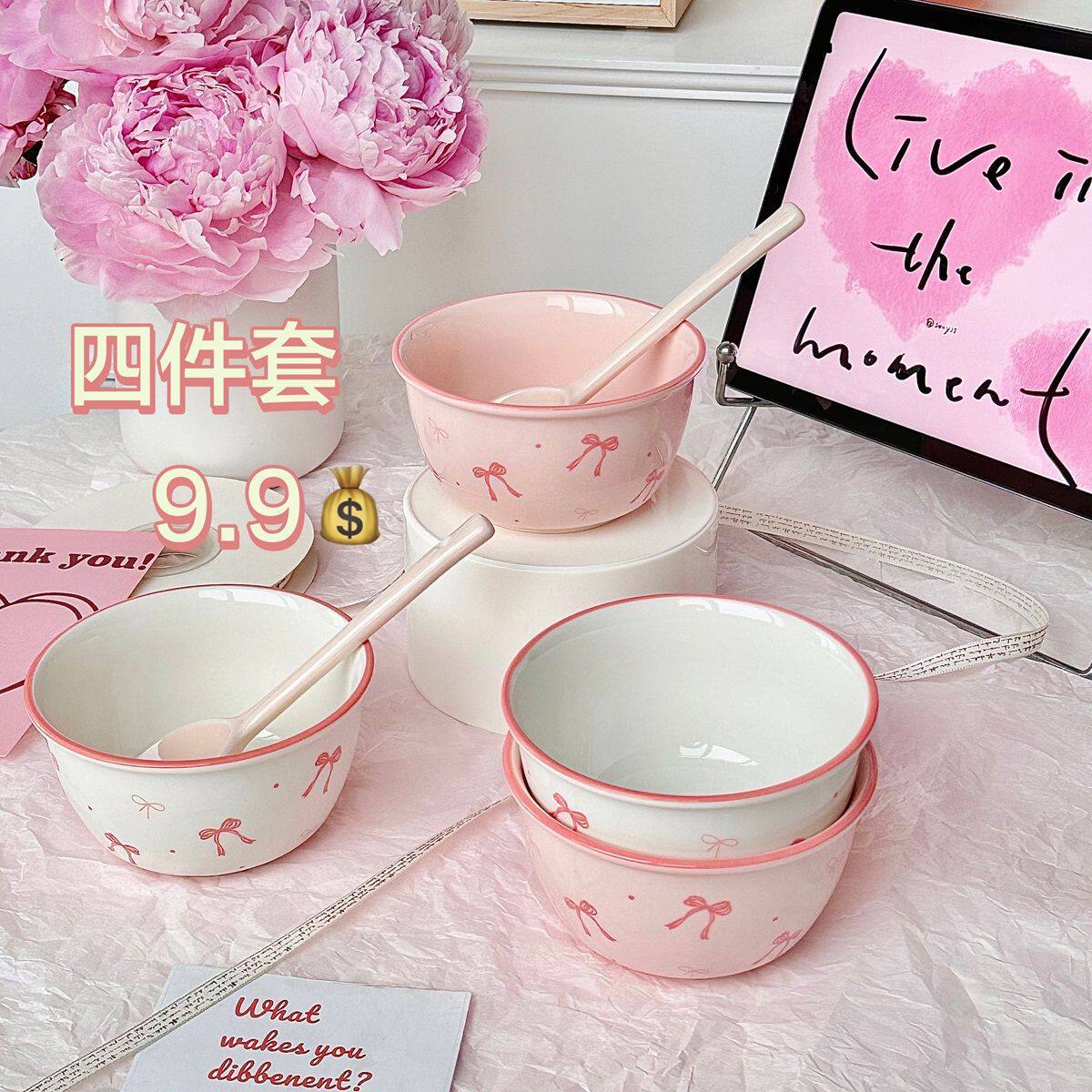 碗可爱釉下彩碗碟套装家