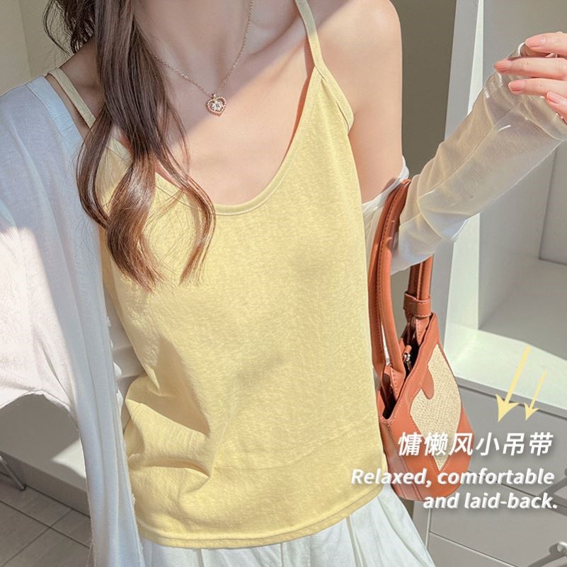 棉麻吊带背心女内搭春夏季薄款遮副乳外穿休闲宽松打底无袖上衣