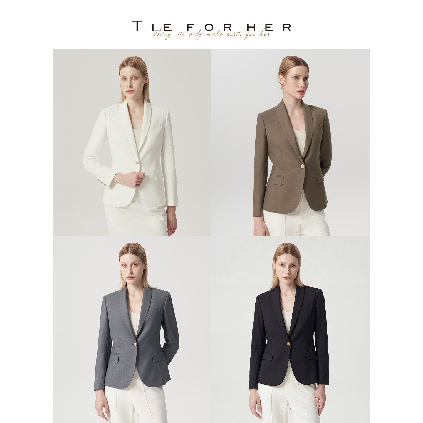 TieForHer Boston女议员 小个子高级青果领优雅职业黑西装外套女